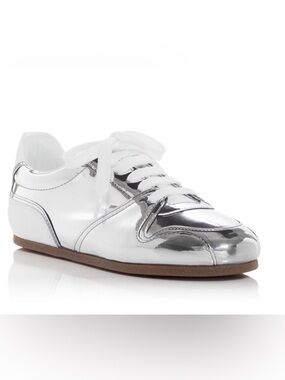 Moschino Milano Silver Metallic Sneakers EU 38 US 7.5 Made in Italy NEW w/ Box
